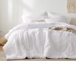 Bedsure White Queen Comforter Set: A 7-Piece Striped Seersucker Bedding Set - $51.93