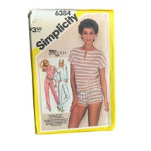 Vintage Simplicity 6384 Sewing Pattern Misses Stretch Top Pant Size 12-1... - £8.01 GBP