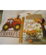 lot 2 New Fall glitter Wall Plaque hangings Thankful &amp; Grateful &amp; Blessed  - £5.94 GBP