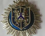 Vintage Silver-tone Starburst Enamel Heraldic Coat of Arms Shield Lion P... - $40.84