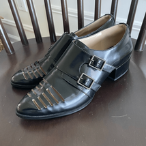 Saks Fifth Avenue Vienna Monk Strap Buckle Loafers Laser Cut Black 8 - $1,138.32 MXN