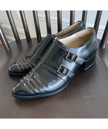 Saks Fifth Avenue Vienna Monk Strap Buckle Loafers Laser Cut Black 8 - $1,134.71 MXN