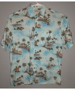 Campia Moda Mens Large Dress Casual Short Sleeve Shirt Blue Hawaiian bea... - £15.94 GBP