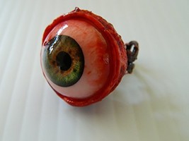 Realistic Human/zombie Eyeball Ring for Halloween, Cos Play (Green 26mm) - £12.64 GBP