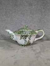 Hand Painted Tea Pot With Garden Theme Flowers &amp; Vines 5&quot; Tall - $15.98