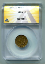 1859 Indian Cent Penny Anacs Au 55 Nice Original Coin From Bobs Coins Fast Ship - £235.81 GBP