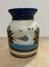 Vintage Tonala Mexican Pottery Ceramic Vase Acquatic Bird - £19.94 GBP