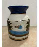Vintage Tonala Mexican Pottery Ceramic Vase Acquatic Bird - £19.55 GBP