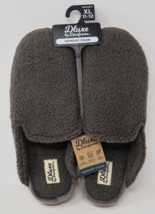 Dluxe by Dearfoams Women&#39;s Saffron Teddy Scuff Slippers Gray XL 11-12 NWT - $9.89