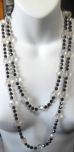 Vintage Long Heavy Faceted Crystal Necklace w/Sterling Clasp Signed Sterling WRC - £116.16 GBP