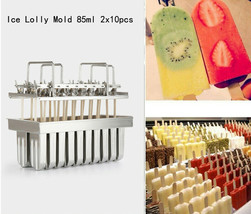 Food-Grade 20pcs Stainless Steel Ice Lolly Mold for Popsicle Ice Cream 85ml - £58.48 GBP