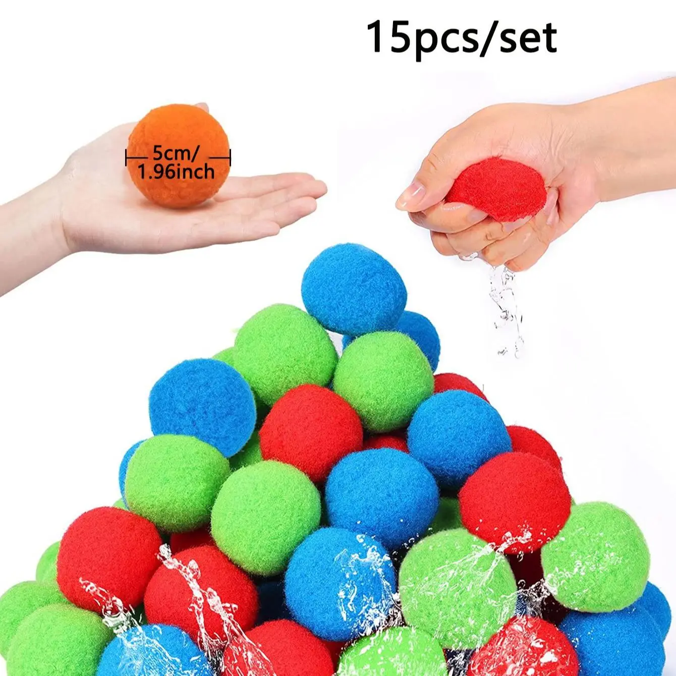 15PCS Reusable Sponge Water Balls Colorful  Adult Kids Sponge Water Bomb Spla - £8.63 GBP