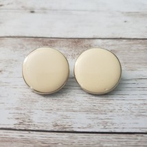 Vintage Clip On Earrings - Elegant Cream with Thin Gold Tone Halo Small - £8.81 GBP