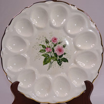 Vintage Deviled Egg Plate With Floral Design 9” With 12 Egg Slots Colorf... - $253.69 MXN