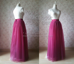 Purple Tulle Maxi Skirt Outfit Women A-line Custom Plus Size Holiday Tulle Skirt image 7