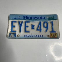 Minnesota License Plate # EYE 491 2007 Sticker Blue White - £7.08 GBP