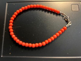 Enhanced Pink Coral Bead Bracelet in Sterling Silver (7.50 In) #JB-1054 - $17.00