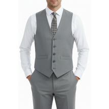 Men's Renoir Suit Vest V-neck Adjustable Strap 5Button 2Pockets 202-2 Lt Gray image 3