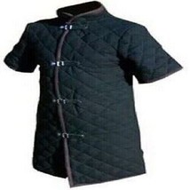 Thick Black Color Viking Gambeson, Medieval Padded Short Sleeves Gambeson - £70.98 GBP
