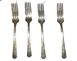 Wood Rose Silver Plate ca 1950 WOOD ROSE 4 Dinner Forks Silverware Flatware - $463.66 MXN