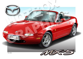MAZDA MX5 PRINT - PERSONALISED ILLUSTRATION OF YOUR CAR - $25.21