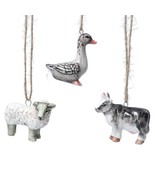 Gisela Graham Ceramic Good Sheep and Cow Mini Tree Ornaments Lot of 3 - £8.96 GBP