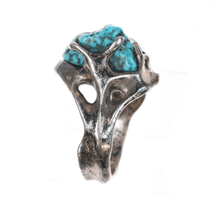 sz7.25 Mid century brutalist sterling and turquoise ring - $108.90