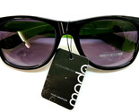Black with Green Arms  Classic Plastic Sunglasses One Pair NWT - $10.54