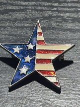 Silver American Flag Star Brooch Pin Costume Jewelry 1.75&quot; Long - £6.20 GBP