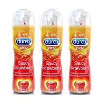 3 x Durex Play Saucy Strawberry Lubricant Lube Sexual Pleasure-enhancing 50 ml - £28.09 GBP