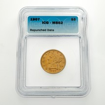 1907 $5 Gold Liberty Repunched Date Graded by ICG as MS62 - €1.814,68 EUR