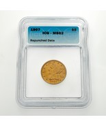 1907 $5 Gold Liberty Repunched Date Graded by ICG as MS62 - $39,989.48 MXN