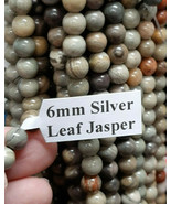 6mm Silver Leaf Jasper Smooth Round Beads 15&quot; - 16&quot; strand  - £6.23 GBP