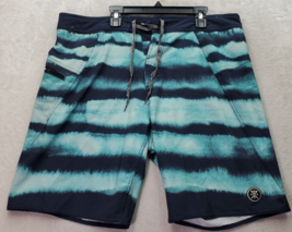 Roark Board Short Men Size 34 Blue Tie Dye Polyester Zip Pockets Drawstr... - £16.75 GBP