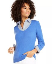 NEW CHARTERS CLUB BLUE V NECK CASHMERE SWEATER  SIZE XL $139 - £70.23 GBP