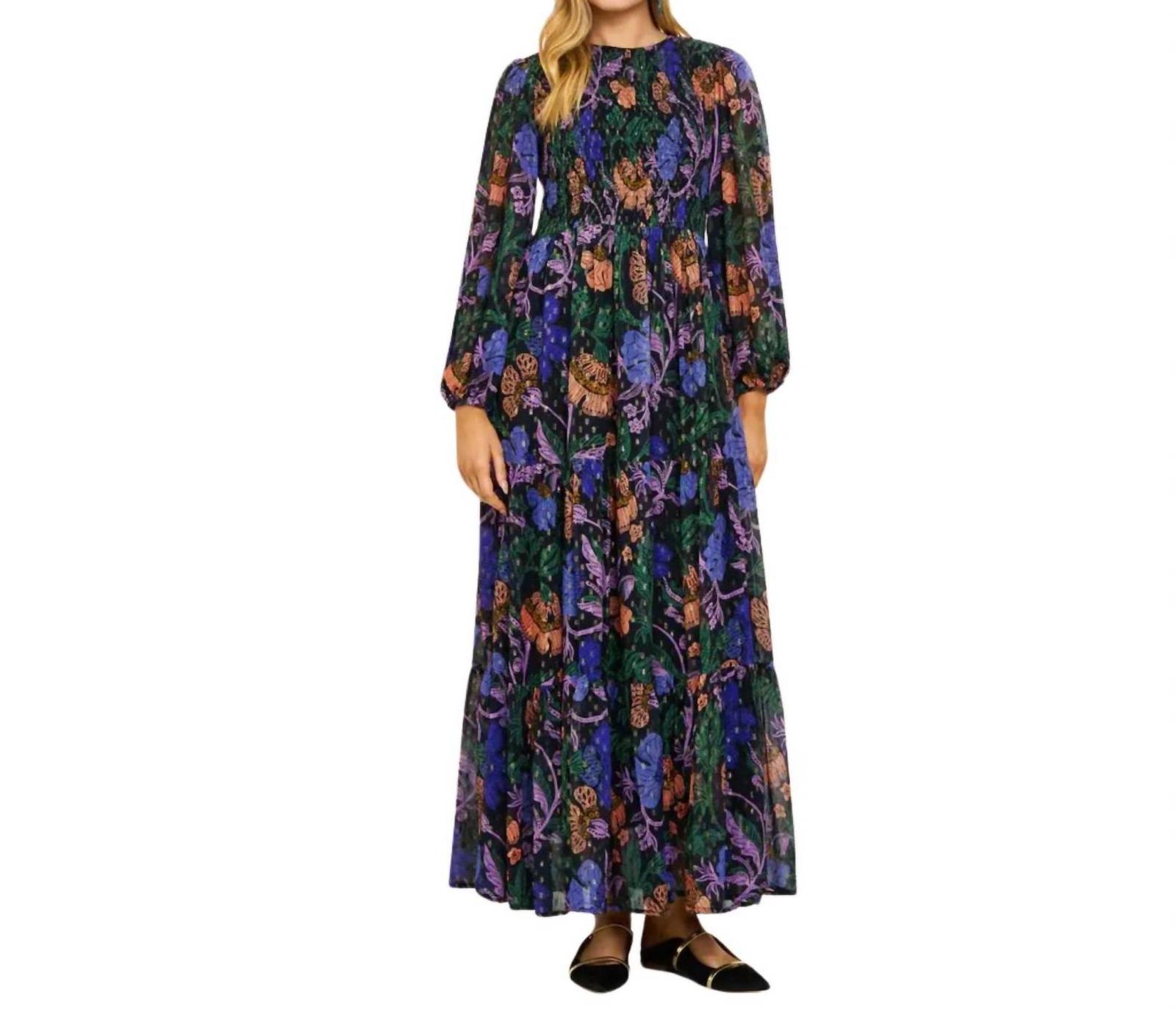 Oliphant Smocked Top Maxi Dress Turin Peri - $252.00