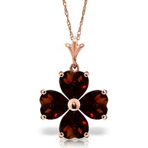 3.8 Carat 14K Solid Rose Gold Flower Heart Cluster Garnet Necklace 14&quot;-24&quot; - £370.74 GBP