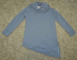 Womens Shirt H by Halston Blue Cowl Neck Angle Hem Long Sleeve-size XS - £10.08 GBP