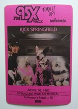 Rick Springfield Backstage Pass Original Pop Rock Music 1982 Dogs In Limousine - £19.25 GBP