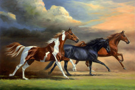 saddlebreds horses running wild free fun ceramic tile mural backsplash medallion - £78.15 GBP+