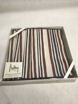 6 Vintage cloth cocktail napkins Audrey in box  striped 5 inch dining table Bar - £13.44 GBP