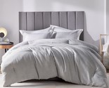 King Comforter Set Grey Cationic Dyeing 3-Piece Soft Bed Set Gray Luxury... - $62.99