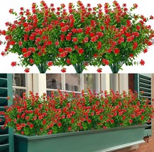 8 Bundles Outdoor Artificial Flowers For Decorations, No Fade Fake Uv, Red - $38.93