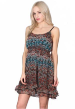 multi-clored spaghetti strap hig waist ruffled mini dress M - $15.00