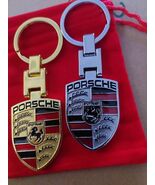 Porsche Logo Crest Key Ring Keychain Solid Metal Gold only - €11,99 EUR