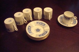 Coalport England coffee set 6 cups &amp; saucers, Revelry  pattern, cupids RARE - £115.10 GBP