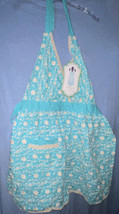 NEW EnVogue Apron Blue White Floral Needlepoint Cottagecore Baker - $25.96