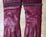 Size 7 NEW Bloomingdale&#39;s Red Leather  Chain Link Gloves with Cashmere L... - £25.17 GBP