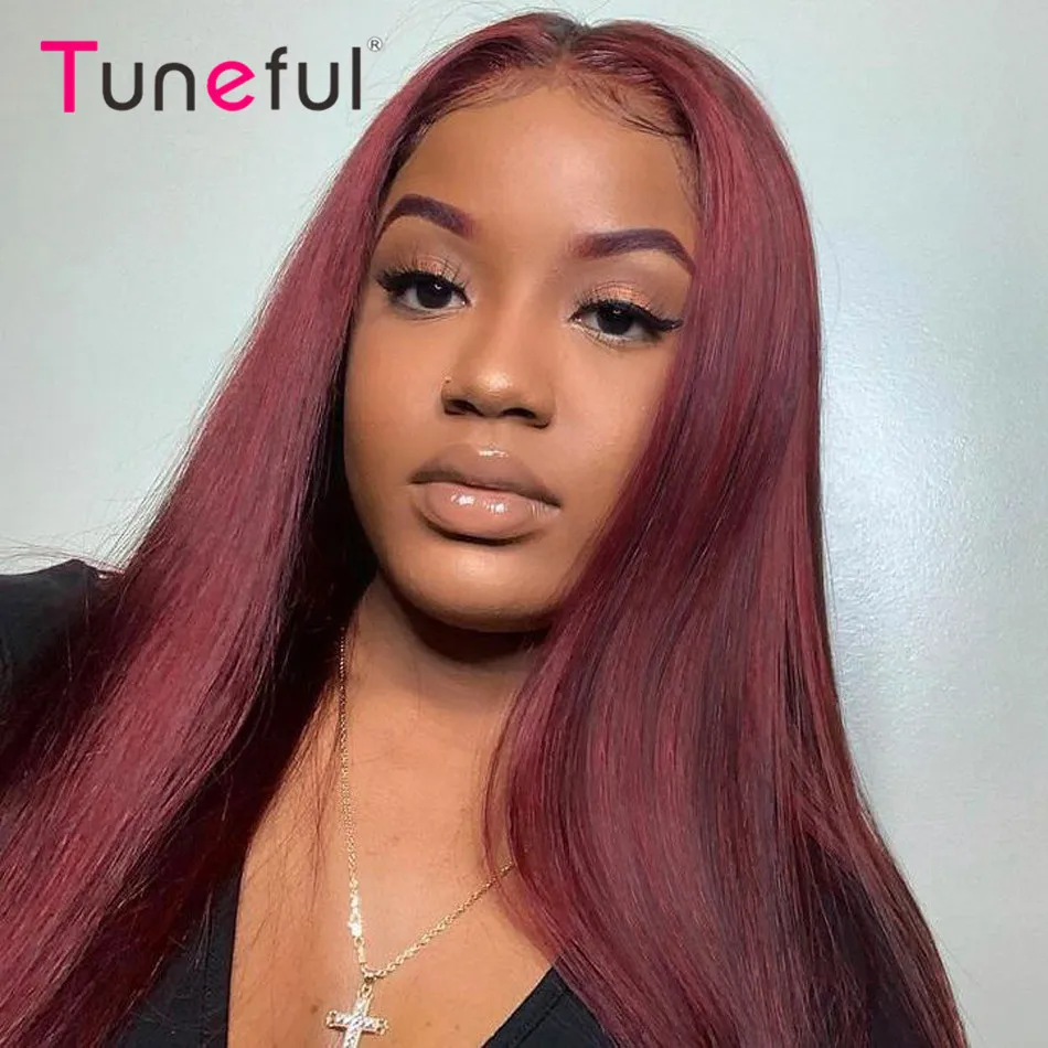 Urgundy colored hd lace front human hair wigs tuneful 13x4 lace frontal human hair wigs thumb200