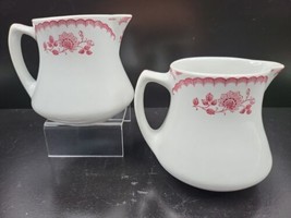 2 Shenango China Chardon Rose Red Creamers Set Vintage Restaurant Hotel ... - £31.05 GBP